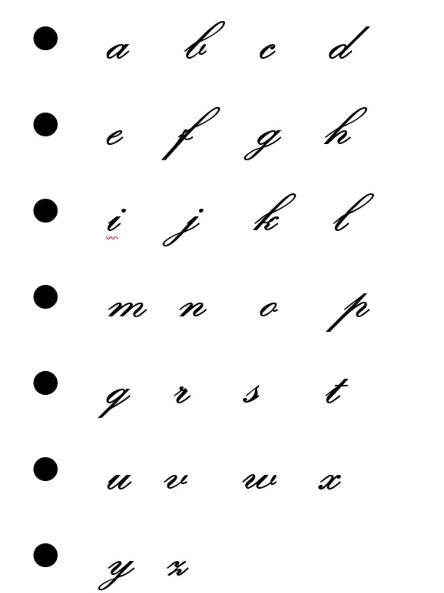 Cursive Writing ABCD Small Letter