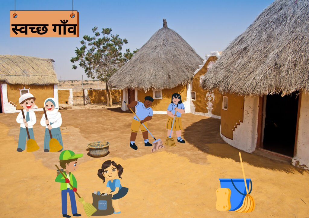 Beautiful School Competition Swachh Bharat Drawing/clean India school competition drawing Ideas Beautiful School Competition Swachh Bharat Drawing on village houses